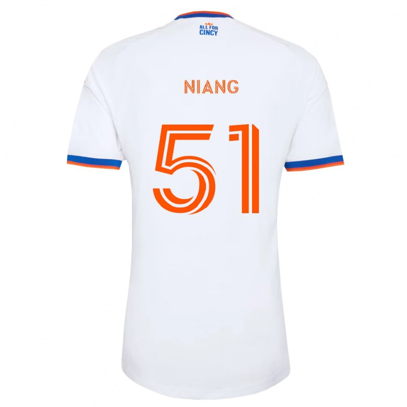 Danxen Børn Cheikhou Niang #51 Hvid Marineblå Orange Udebane Spillertrøjer 2026/27 Trøje T-Shirt