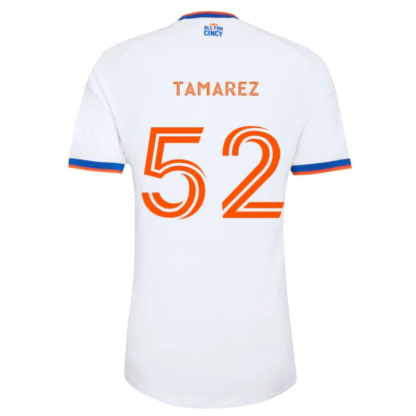 Danxen Børn Lucas Tamarez #52 Hvid Marineblå Orange Udebane Spillertrøjer 2026/27 Trøje T-Shirt