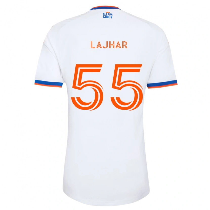 Danxen Børn Ayoub Lajhar #55 Hvid Marineblå Orange Udebane Spillertrøjer 2026/27 Trøje T-Shirt