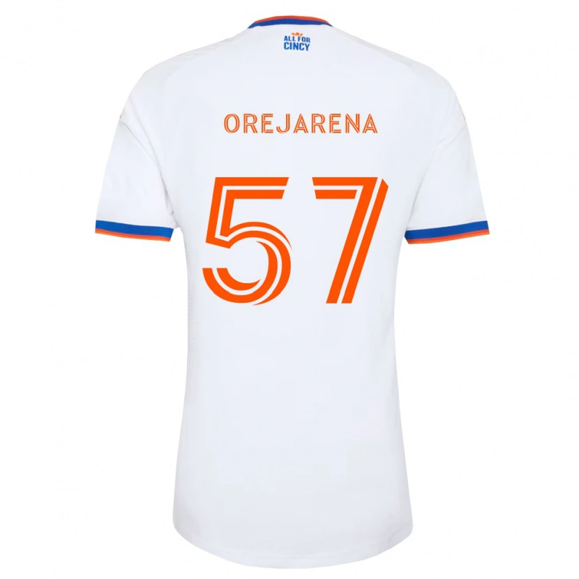 Danxen Børn Leo Orejarena #57 Hvid Marineblå Orange Udebane Spillertrøjer 2026/27 Trøje T-Shirt