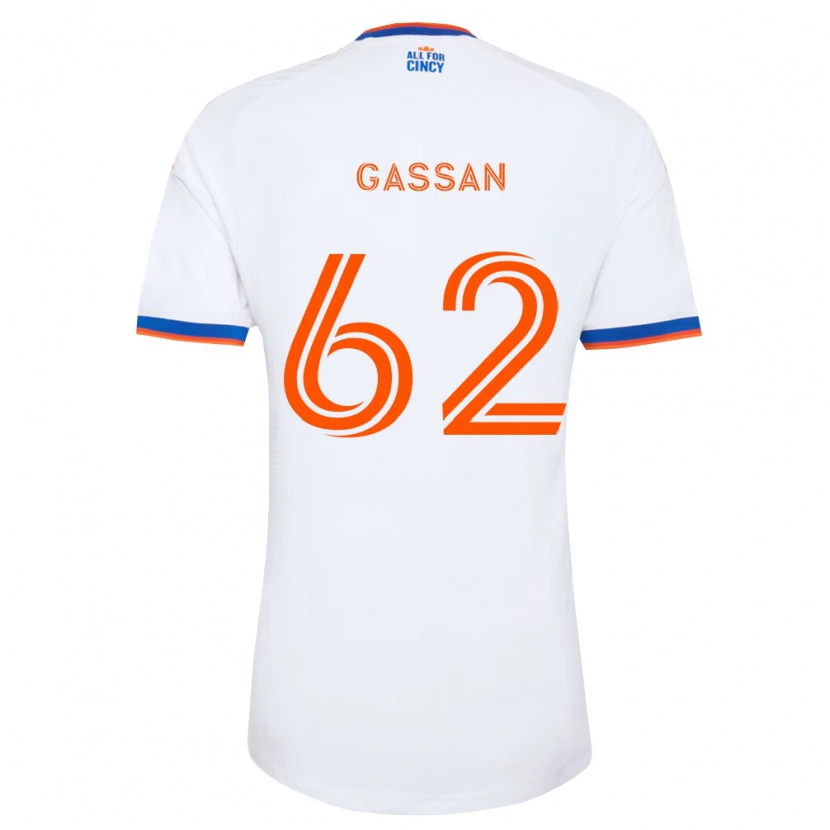 Danxen Børn Noah Gassan #62 Hvid Marineblå Orange Udebane Spillertrøjer 2026/27 Trøje T-Shirt
