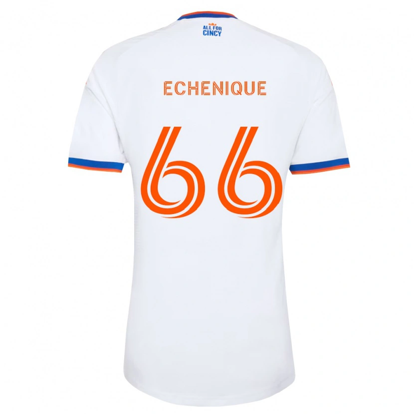 Danxen Børn Ender Echenique #66 Hvid Marineblå Orange Udebane Spillertrøjer 2026/27 Trøje T-Shirt