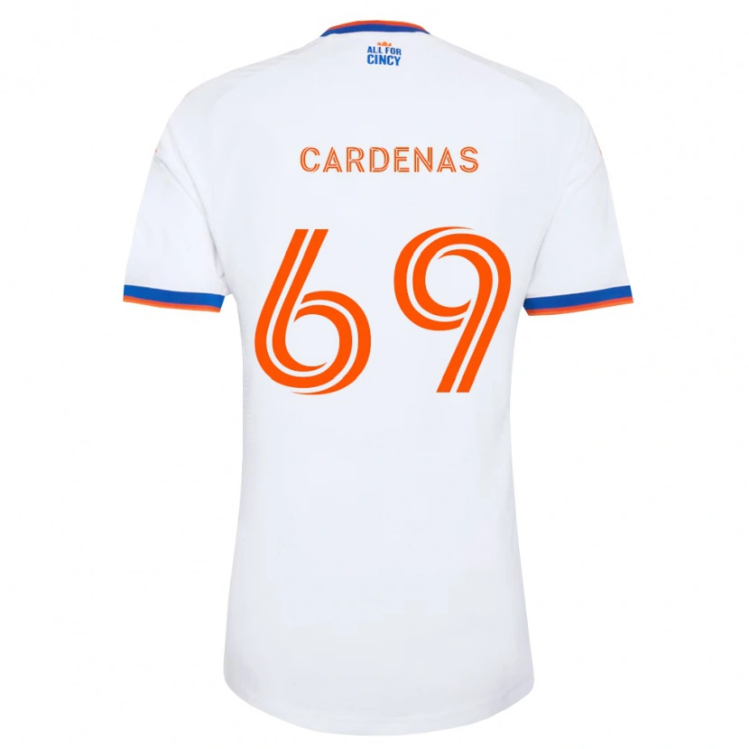 Danxen Børn Jared Cardenas #69 Hvid Marineblå Orange Udebane Spillertrøjer 2026/27 Trøje T-Shirt