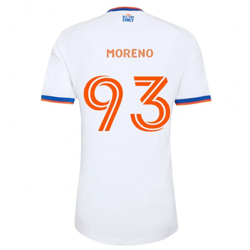 Danxen Børn Júnior Moreno #93 Hvid Marineblå Orange Udebane Spillertrøjer 2026/27 Trøje T-Shirt