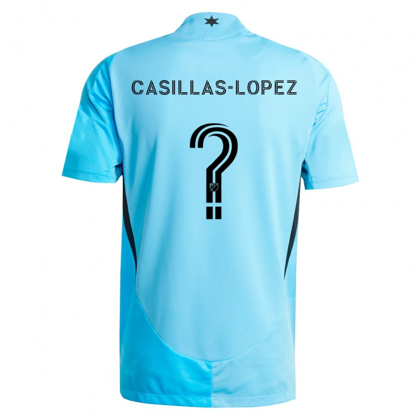 Danxen Børn Carlos Casillas-Lopez #0 Lyseblå Sort Udebane Spillertrøjer 2026/27 Trøje T-Shirt