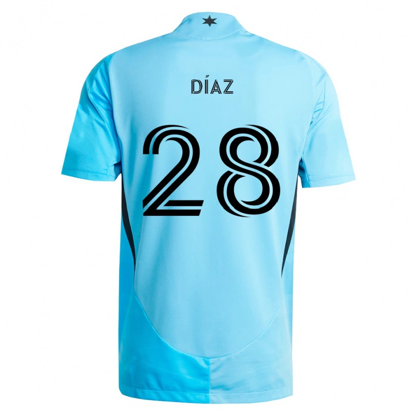 Danxen Børn Jefferson Díaz #28 Lyseblå Sort Udebane Spillertrøjer 2026/27 Trøje T-Shirt