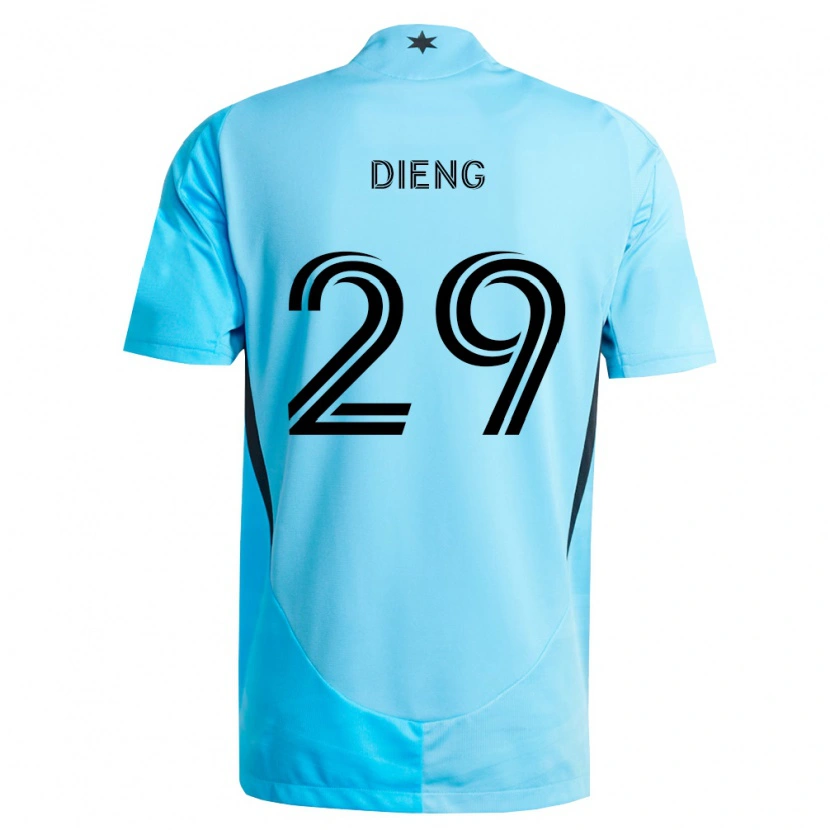 Danxen Børn Mamadou Dieng #29 Lyseblå Sort Udebane Spillertrøjer 2026/27 Trøje T-Shirt