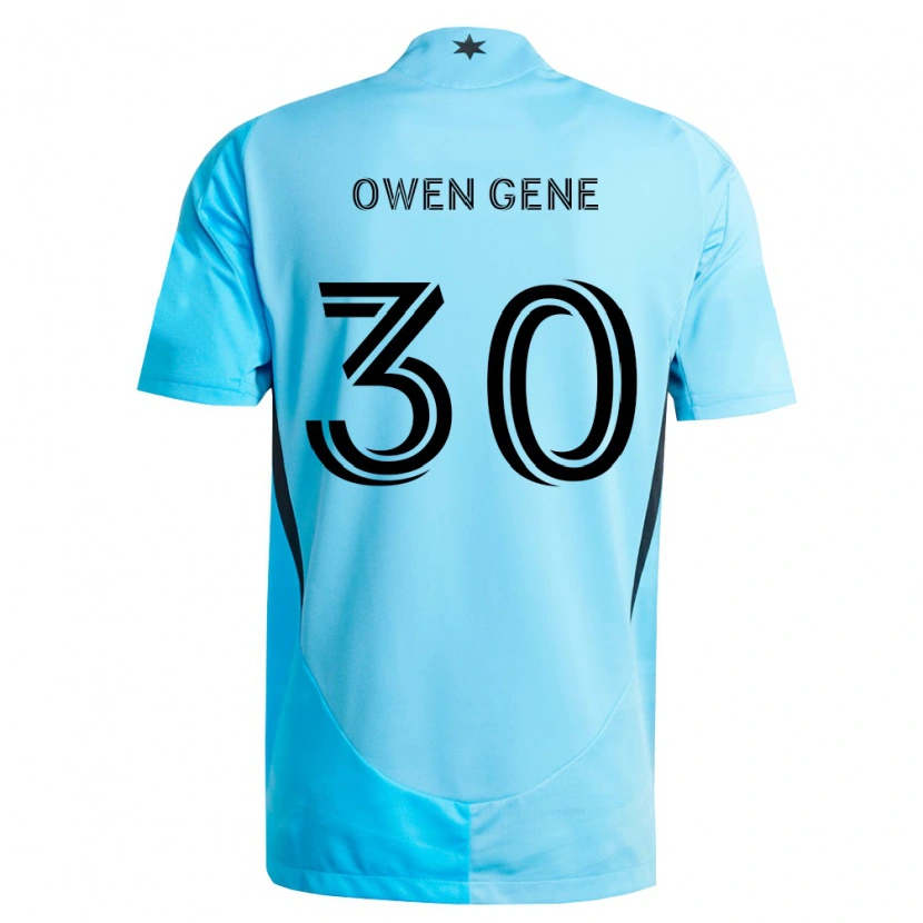 Danxen Børn Owen Gene #30 Lyseblå Sort Udebane Spillertrøjer 2026/27 Trøje T-Shirt