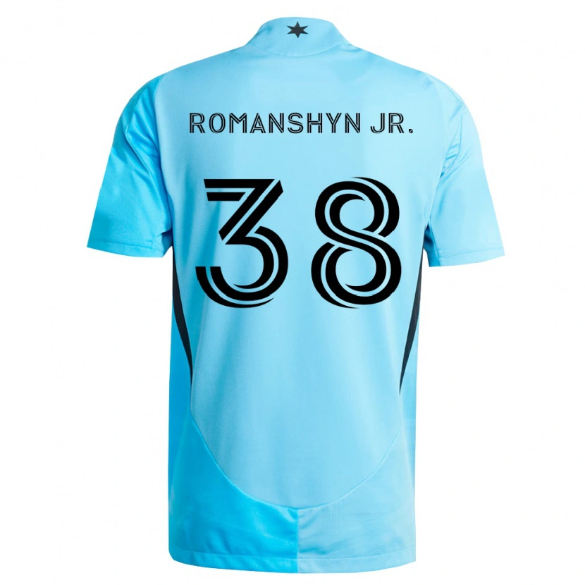 Danxen Børn Kage Romanshyn Jr. #38 Lyseblå Sort Udebane Spillertrøjer 2026/27 Trøje T-Shirt