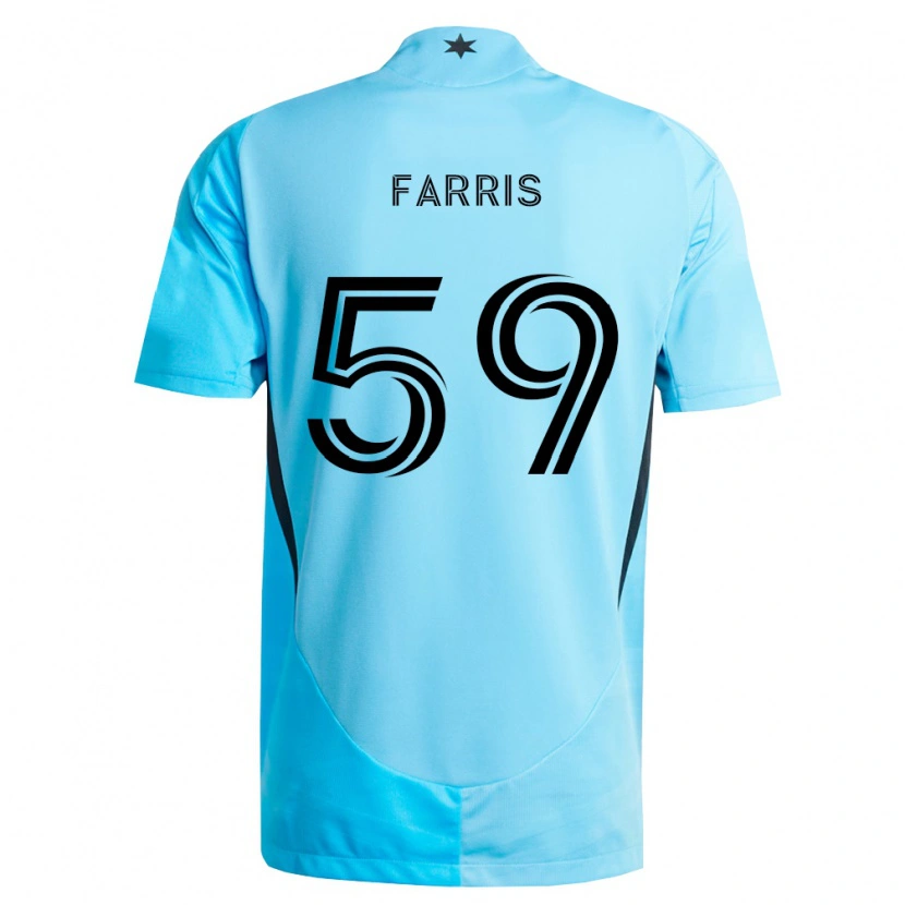 Danxen Børn John Farris #59 Lyseblå Sort Udebane Spillertrøjer 2026/27 Trøje T-Shirt
