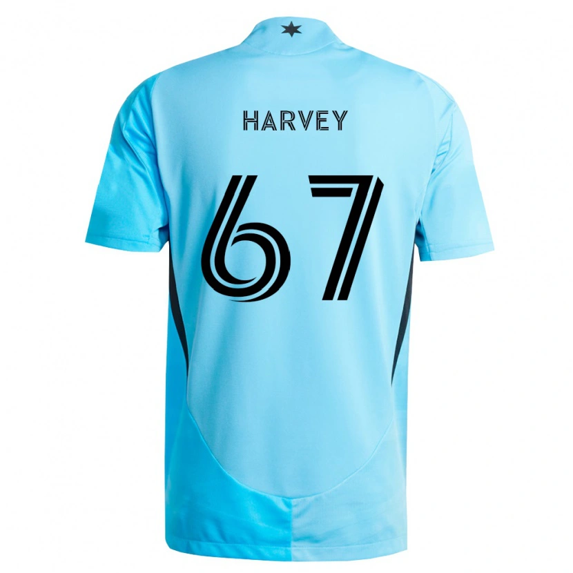 Danxen Børn Carlos Harvey #67 Lyseblå Sort Udebane Spillertrøjer 2026/27 Trøje T-Shirt
