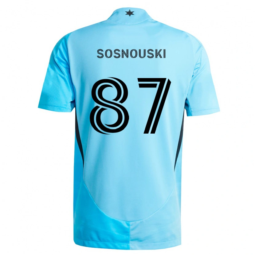 Danxen Børn Justin Sosnouski #87 Lyseblå Sort Udebane Spillertrøjer 2026/27 Trøje T-Shirt