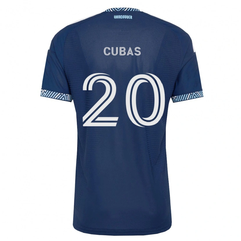 Danxen Børn Andrés Cubas #20 Dyb Blå Hvid Udebane Spillertrøjer 2026/27 Trøje T-Shirt