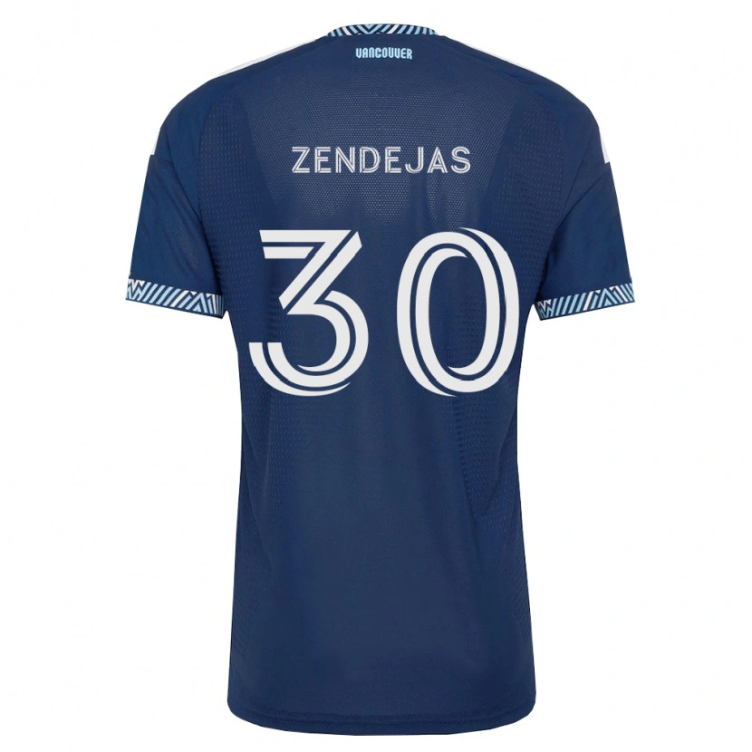 Danxen Børn Adrián Zendejas #30 Dyb Blå Hvid Udebane Spillertrøjer 2026/27 Trøje T-Shirt