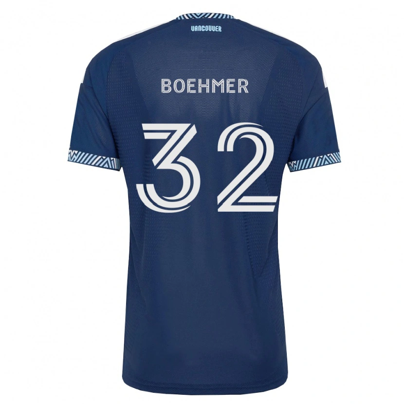 Danxen Børn Isaac Boehmer #32 Dyb Blå Hvid Udebane Spillertrøjer 2026/27 Trøje T-Shirt
