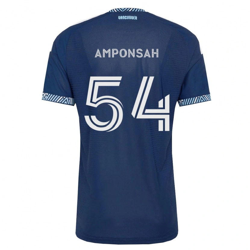 Danxen Børn Prince Amponsah #54 Dyb Blå Hvid Udebane Spillertrøjer 2026/27 Trøje T-Shirt