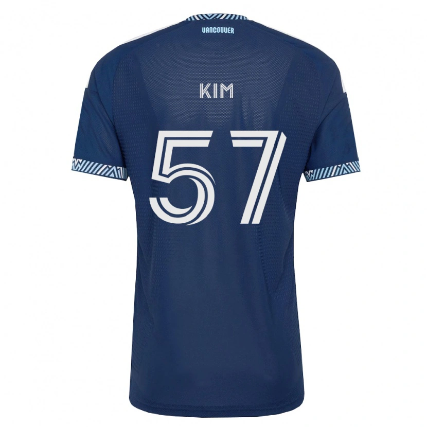 Danxen Børn Jayden Kim #57 Dyb Blå Hvid Udebane Spillertrøjer 2026/27 Trøje T-Shirt
