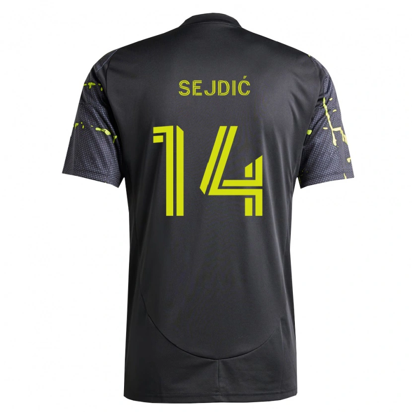 Danxen Børn Amar Sejdić #14 Fluorescerende Gul Sort Udebane Spillertrøjer 2026/27 Trøje T-Shirt