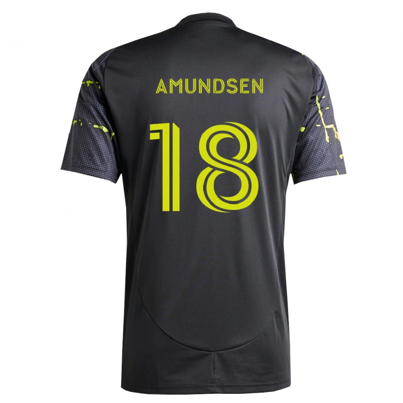 Danxen Børn Malte Amundsen #18 Fluorescerende Gul Sort Udebane Spillertrøjer 2026/27 Trøje T-Shirt