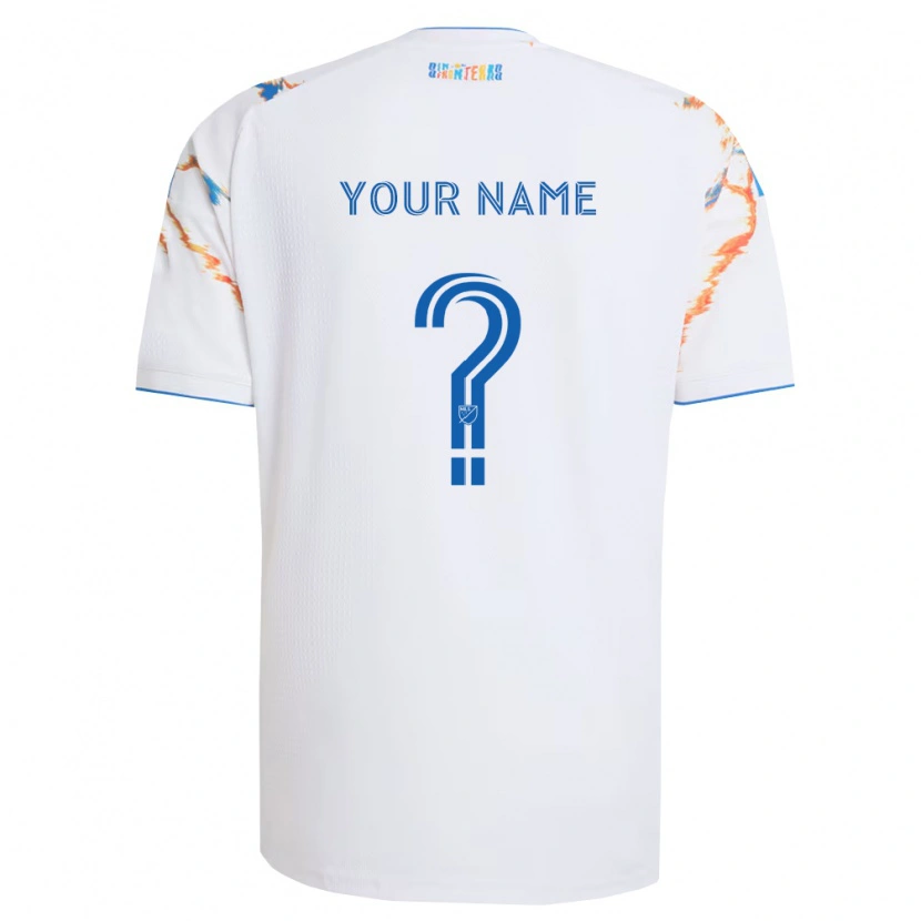 Danxen Børn Dit Navn #0 Hvid Orange Blå Udebane Spillertrøjer 2026/27 Trøje T-Shirt