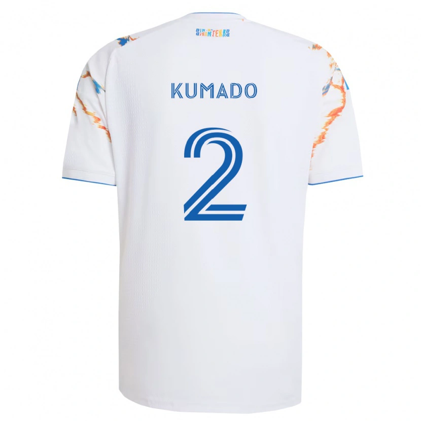 Danxen Børn Willy Kumado #2 Hvid Orange Blå Udebane Spillertrøjer 2026/27 Trøje T-Shirt