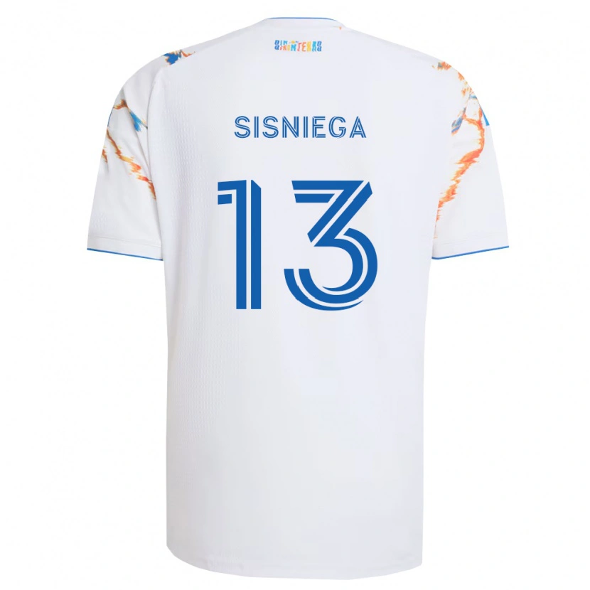Danxen Børn Pablo Sisniega #13 Hvid Orange Blå Udebane Spillertrøjer 2026/27 Trøje T-Shirt