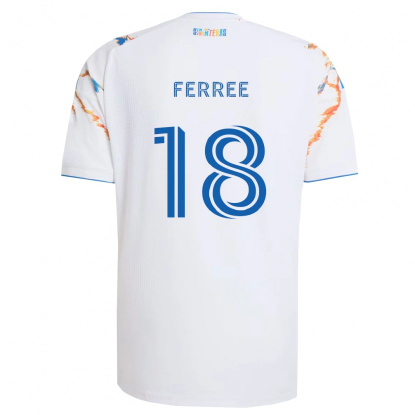 Danxen Børn Duran Ferree #18 Hvid Orange Blå Udebane Spillertrøjer 2026/27 Trøje T-Shirt