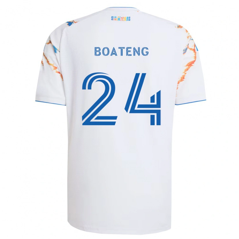 Danxen Børn Emmanuel Boateng #24 Hvid Orange Blå Udebane Spillertrøjer 2026/27 Trøje T-Shirt