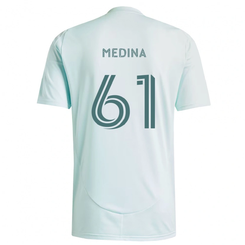 Danxen Børn Leonardo Medina #61 Hvid Lysegrøn Udebane Spillertrøjer 2026/27 Trøje T-Shirt