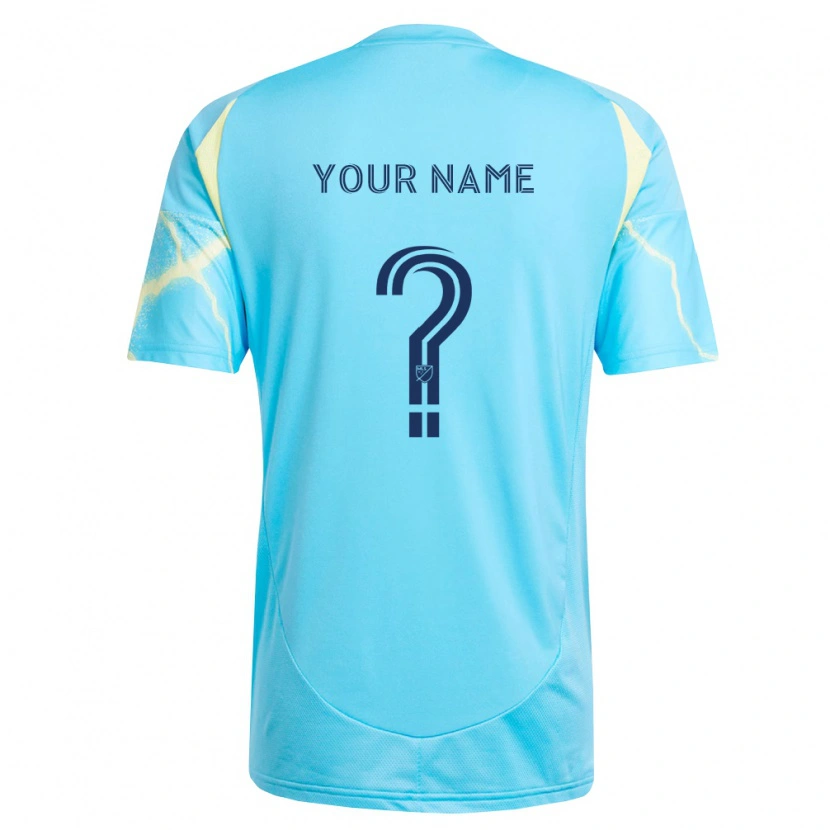 Danxen Børn Dit Navn #0 Lyseblå Sort Lys Gul Udebane Spillertrøjer 2026/27 Trøje T-Shirt