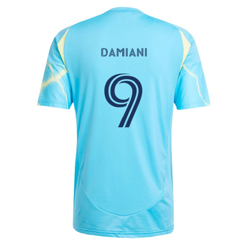 Danxen Børn Bruno Damiani #9 Lyseblå Sort Lys Gul Udebane Spillertrøjer 2026/27 Trøje T-Shirt