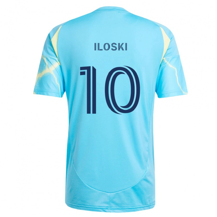 Danxen Børn Milan Iloski #10 Lyseblå Sort Lys Gul Udebane Spillertrøjer 2026/27 Trøje T-Shirt