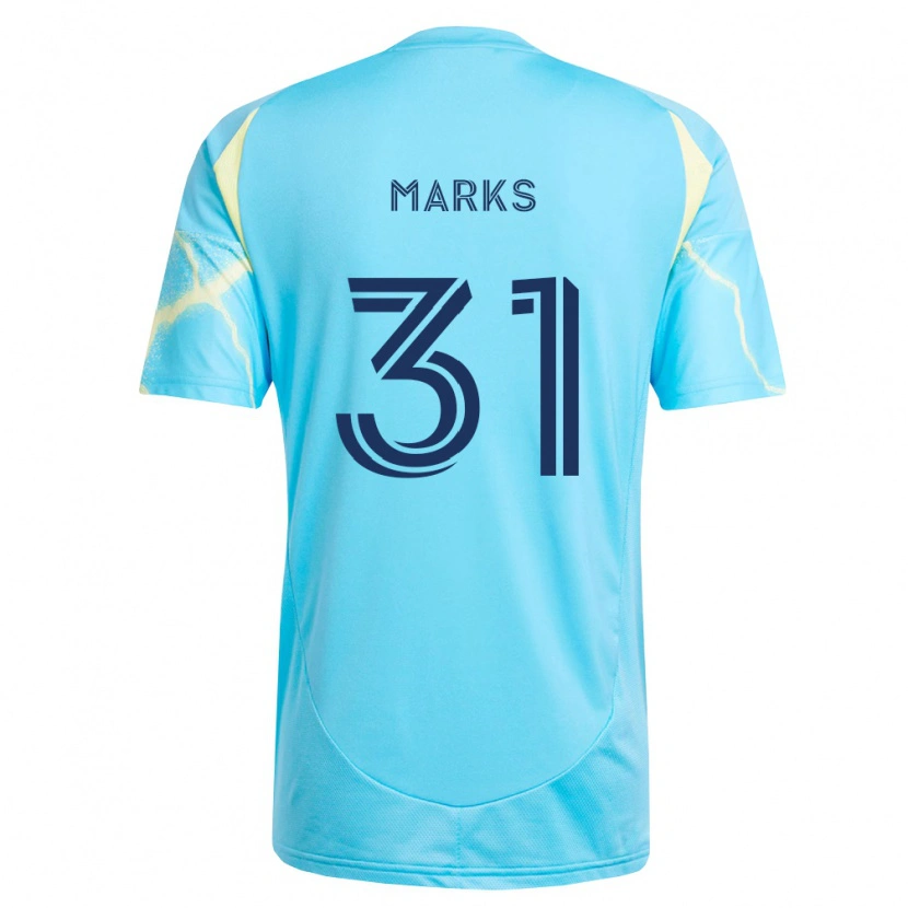Danxen Børn George Marks #31 Lyseblå Sort Lys Gul Udebane Spillertrøjer 2026/27 Trøje T-Shirt