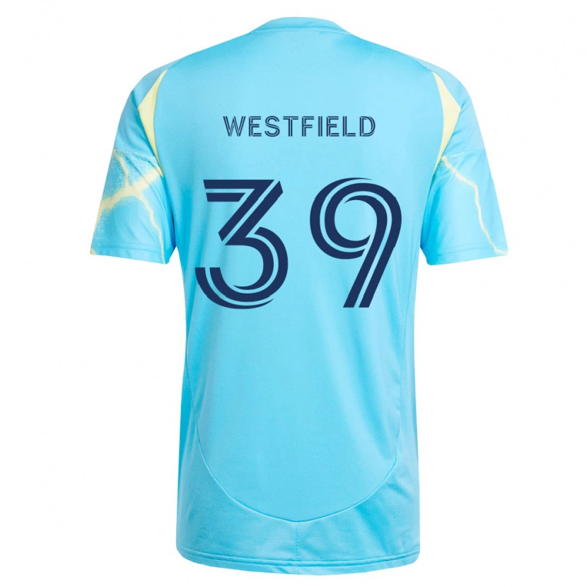 Danxen Børn Frankie Westfield #39 Lyseblå Sort Lys Gul Udebane Spillertrøjer 2026/27 Trøje T-Shirt