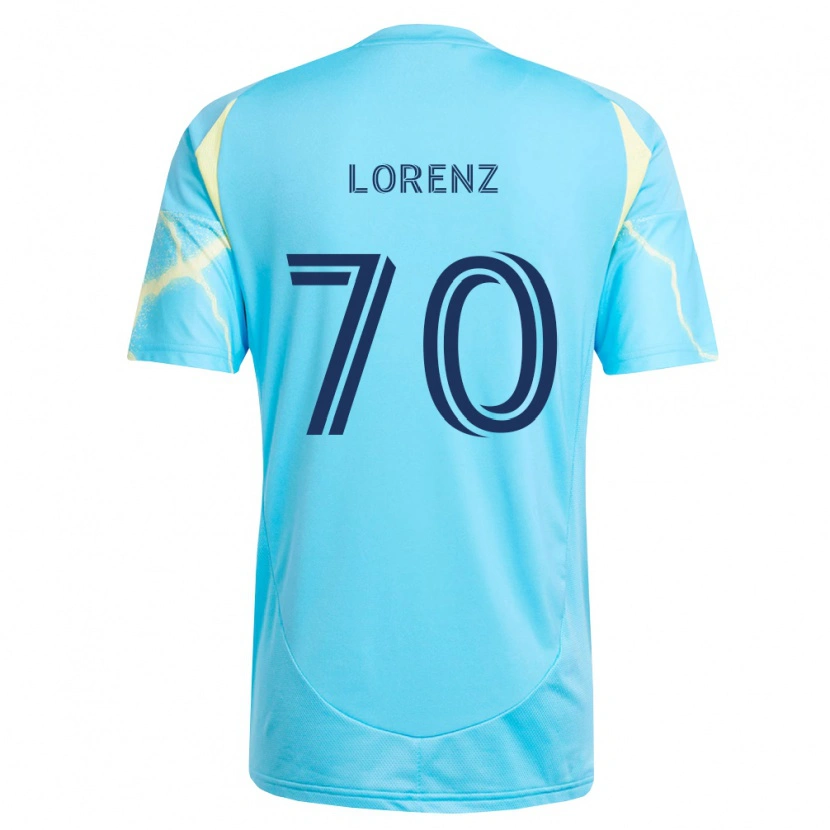 Danxen Børn Charli Lorenz #70 Lyseblå Sort Lys Gul Udebane Spillertrøjer 2026/27 Trøje T-Shirt