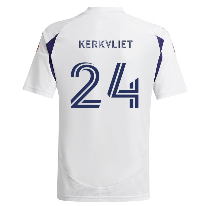 Danxen Børn Max Kerkvliet #24 Kongelig Blå Rød Brun Udebane Spillertrøjer 2026/27 Trøje T-Shirt