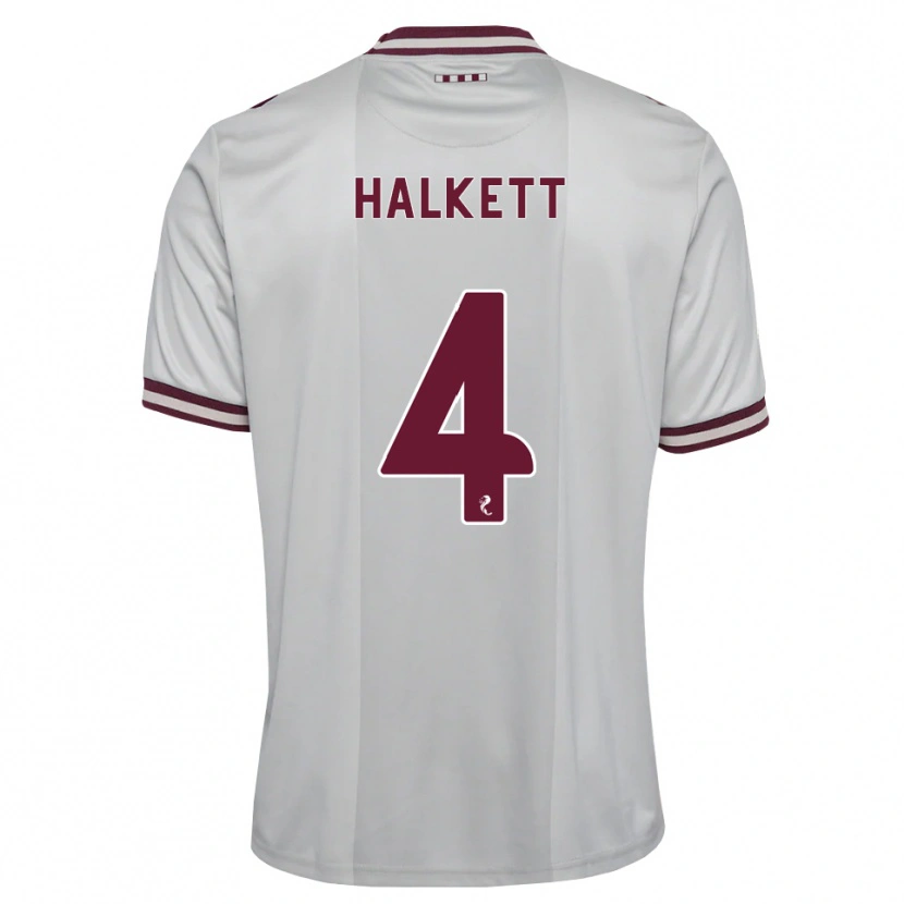 Danxen Børn Craig Halkett #4 Hvid Bordeaux Udebane Spillertrøjer 2026/27 Trøje T-Shirt
