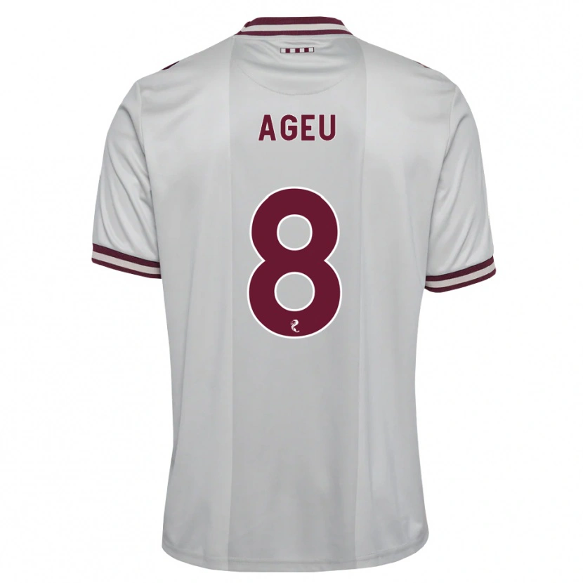 Danxen Børn Eduardo Ageu Almeida Santos #8 Hvid Bordeaux Udebane Spillertrøjer 2026/27 Trøje T-Shirt