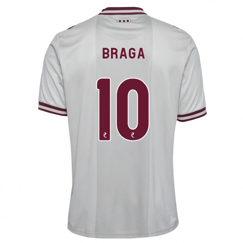 Danxen Børn Cláudio Braga #10 Hvid Bordeaux Udebane Spillertrøjer 2026/27 Trøje T-Shirt