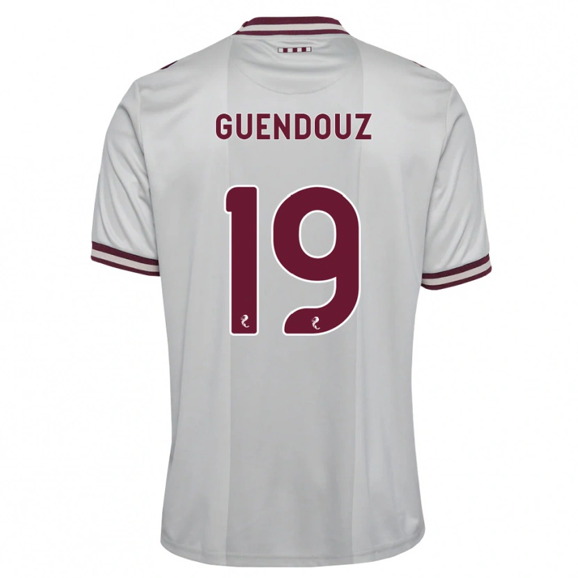 Danxen Børn Sabri Guendouz #19 Hvid Bordeaux Udebane Spillertrøjer 2026/27 Trøje T-Shirt