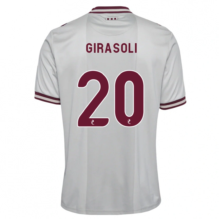 Danxen Børn Carly Girasoli #20 Hvid Bordeaux Udebane Spillertrøjer 2026/27 Trøje T-Shirt