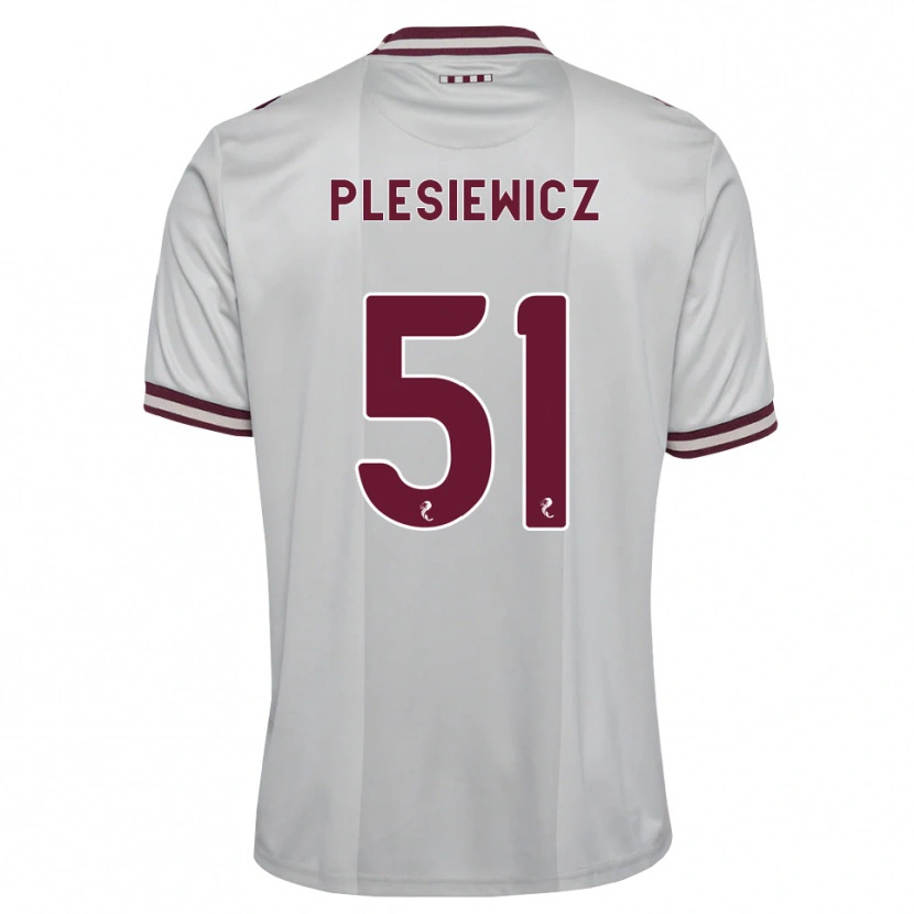 Danxen Børn Szymon Plesiewicz #51 Hvid Bordeaux Udebane Spillertrøjer 2026/27 Trøje T-Shirt