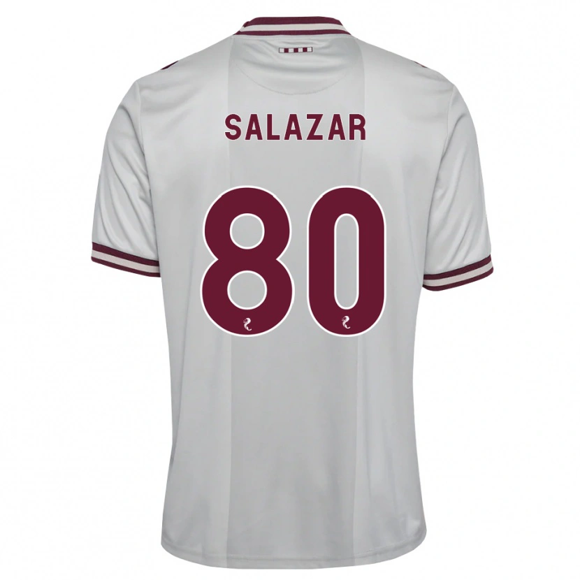 Danxen Børn Andrés Salazar #80 Hvid Bordeaux Udebane Spillertrøjer 2026/27 Trøje T-Shirt