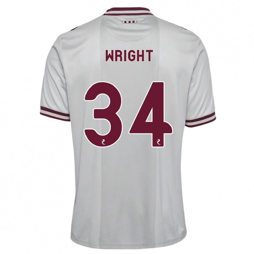 Danxen Børn Kieran Wright #34 Hvid Bordeaux Udebane Spillertrøjer 2026/27 Trøje T-Shirt