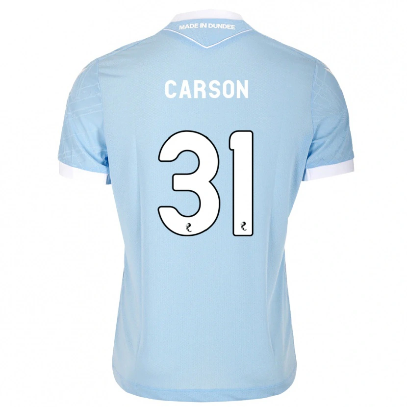 Danxen Børn Trevor Carson #31 Lys Himmelblå Hvid Udebane Spillertrøjer 2026/27 Trøje T-Shirt
