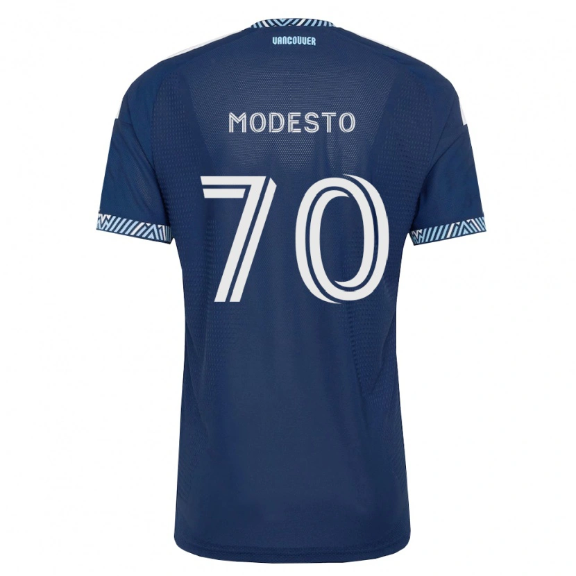 Danxen Børn Rui Modesto #70 Dyb Blå Hvid Udebane Spillertrøjer 2026/27 Trøje T-Shirt
