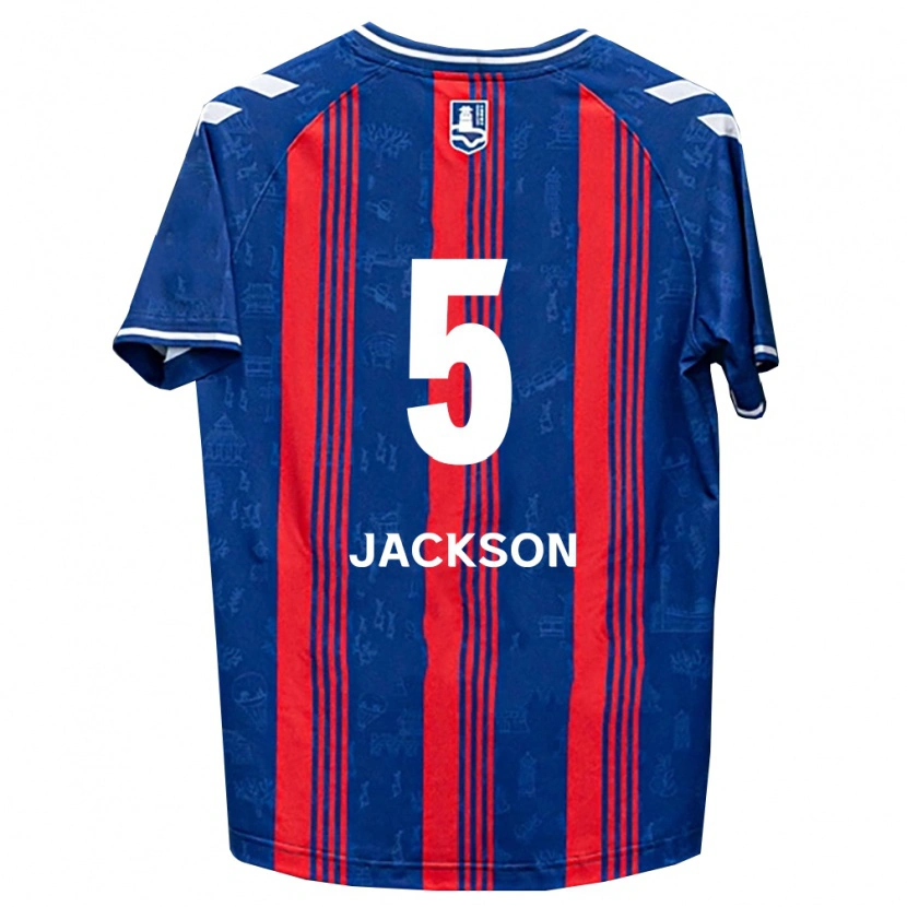 Danxen Mænd Lachlan Jackson #5 Blå Rød Hvid Hjemmebane Spillertrøjer 2026/27 Trøje T-Shirt