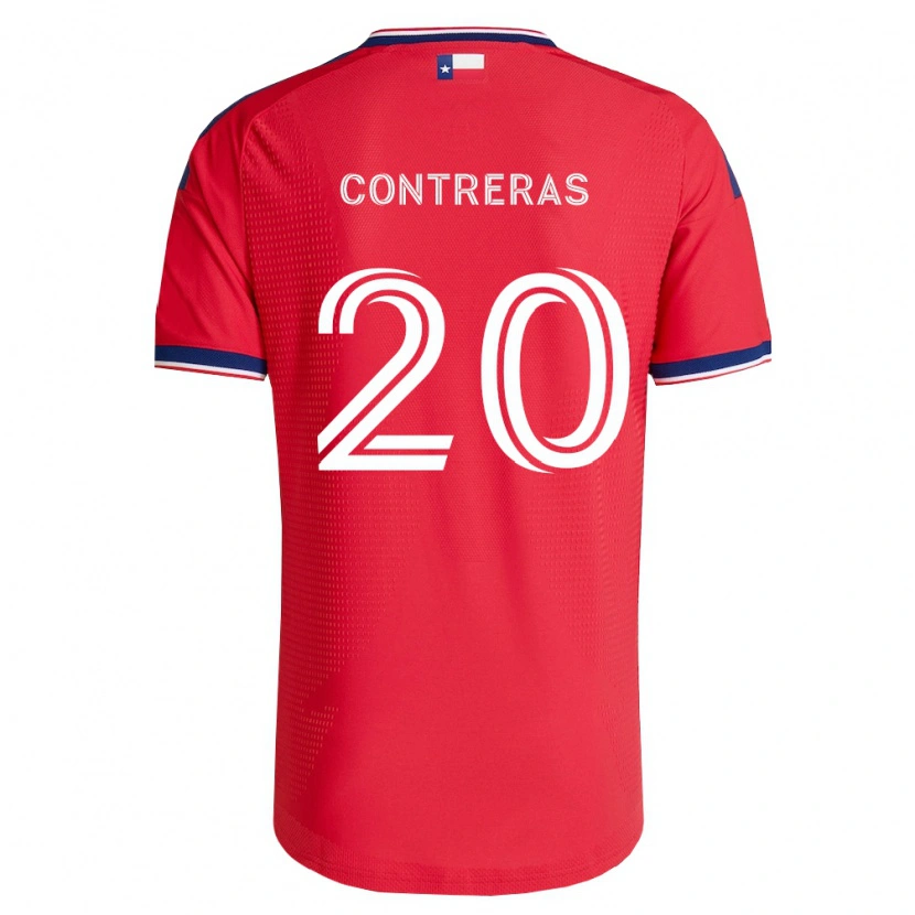 Danxen Mænd Jaidyn Contreras #20 Rød Blå Hvid Hjemmebane Spillertrøjer 2026/27 Trøje T-Shirt