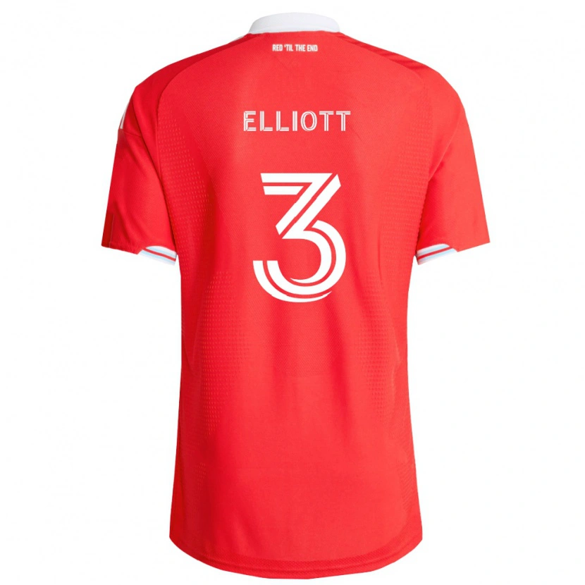Danxen Mænd Jack Elliott #3 Rød Dyb Blå Hvid Hjemmebane Spillertrøjer 2026/27 Trøje T-Shirt