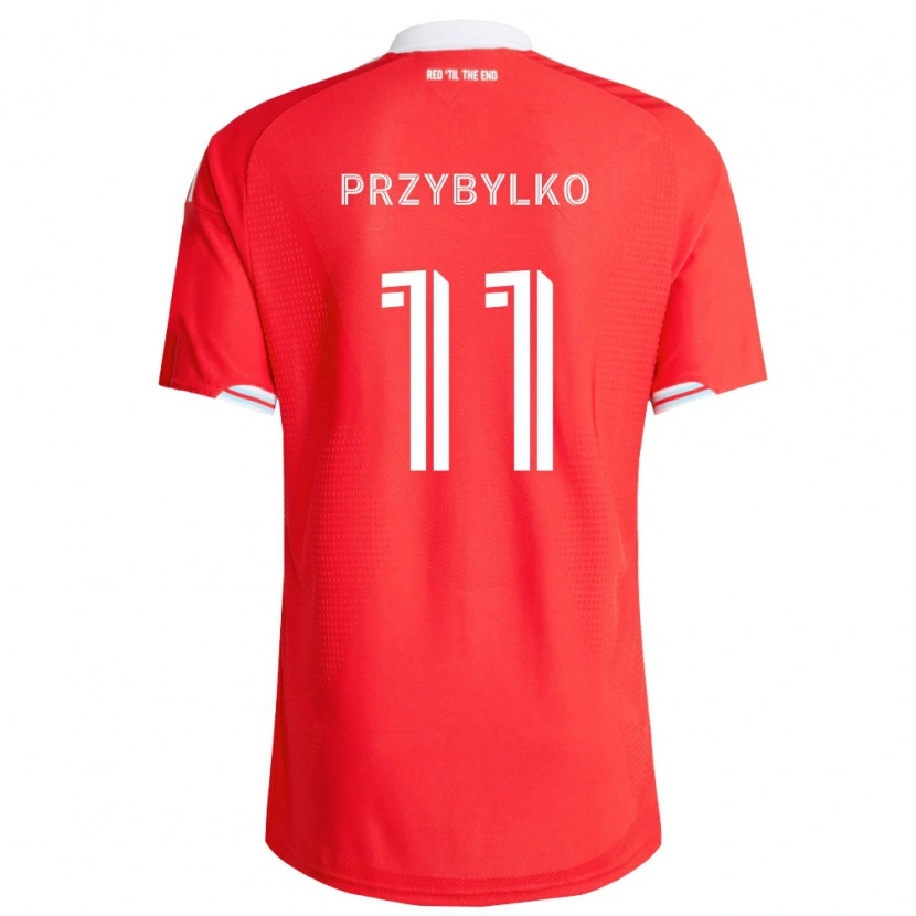 Danxen Mænd Kacper Przybylko #11 Rød Dyb Blå Hvid Hjemmebane Spillertrøjer 2026/27 Trøje T-Shirt